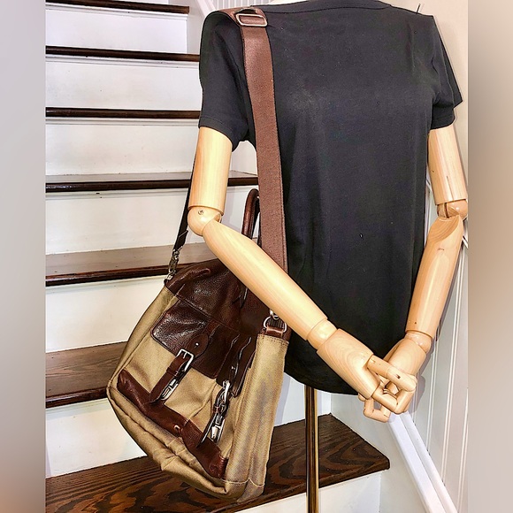 RALPH LAUREN Olive Canvas Brown Leather Crossbody Messenger Laptop Shoulder Bag - Picture 17 of 17